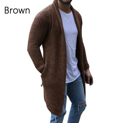 

Mens Solid Sweater Slim Long Sleeve Warm Knitted Cardigan Trench Coat Jacket