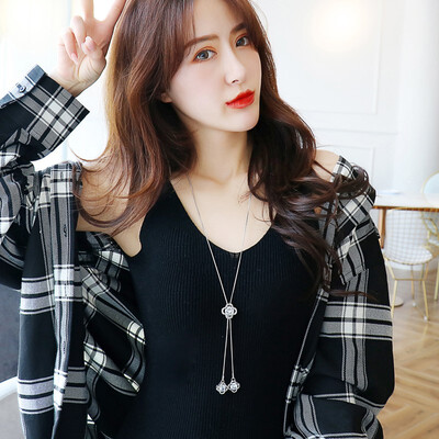 

Four-leaf clover necklace simple atmosphere long summer fashion necklace