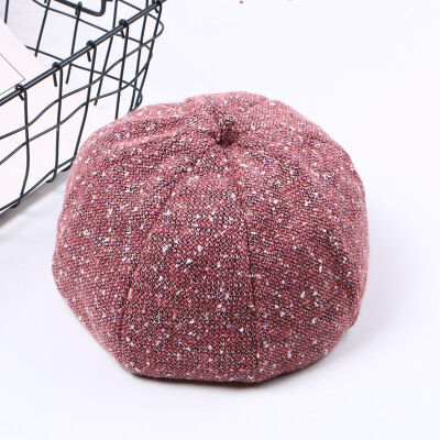 

Autumn&Winter New Beret Hat Female Xiao Qingxin Literary&Art Flower Line Painter Hat Nethong with Warm Point Knitted Hat