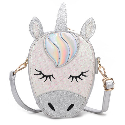 

New Glitter Laser Pu Leather Unicorn Crossbody Purse Bag For Girls Teens Women