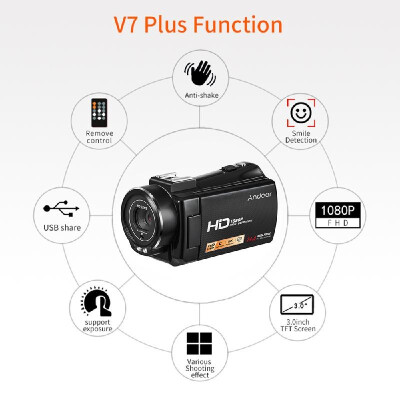 

Andoer HDV-V7 PLUS 1080P Full HD 24MP Portable Digital Video Camera Camcorder Remote Control Infrared Night Vision Recorder 16X Zo