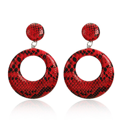 

New Fashion Big Round Geometric Drop Earrings for Women Punk Vintage Statement Earrings Snake Skin Party Jewelry Gift