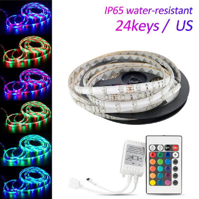 

DC 12V 5M RGB LEDs Strip Light Set with IR Remote Flexible Cuttable Self-adhesive LED Strips IP65 Water Resistance for Home Party