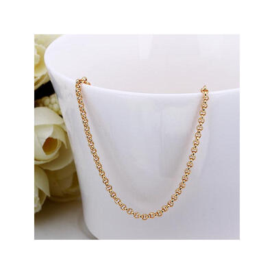 

18K Gold Plated Tin Alloy Rolo Chain Necklace Making with Lobster Claw Clasps 18" 15mm