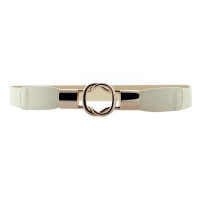 

VOCHIC Women Metal Fashion Skinny Leather Belt Gold Elastic Buckle belt solid color