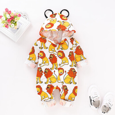 

Toddler Infant Baby Boys Girls Cartoon Lion Print Hooded Romper Jumpsuit Outfits