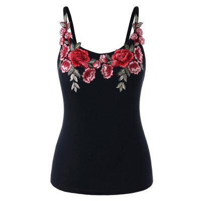 

Roseonmyhand Fashion Womens Plus Size Rose Embroidery Floral T-Shirt Blouse Camis Tank Tops