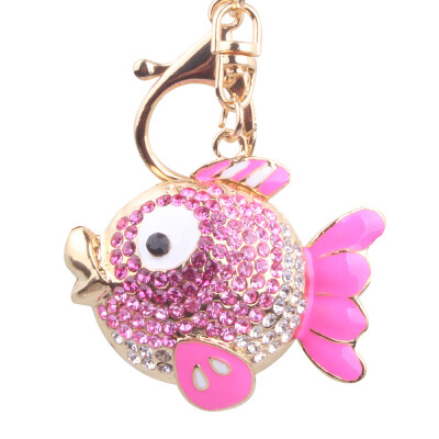 

Korean version of the creative diamond cute fish car key ring rhinestone fat fish small gift