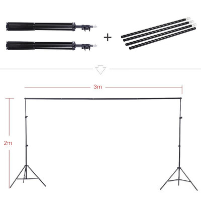 

Andoer 16 3m52 98ft Backdrop Support System Studio Lighting Kit w 45W 230V Bulb Swivel Socket 2m66ft Light Stand