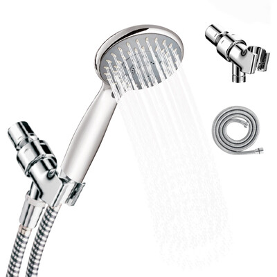 

High Pressure Handheld Shower Head With 60" Long Flexible Hose&Adjustable Bracket 2 Spray Setting Rainfall Faucet Kit Self-Cle