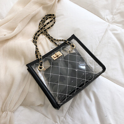 

Summer new bag female 2019 new small fresh Korean version of the wild jelly package fashion chain shoulder transparent bag