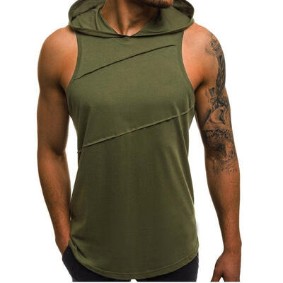 

Fashion Summer Gym Men´s Sleeveless Pullover Hooded Bodybuilding Sportswear Tank-top Vest US