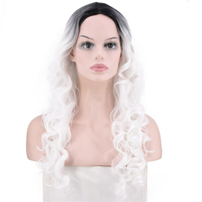 

Gobestart Women Natural Party Cosplay Long Wave Wig Mix Colors Curly Wavy Synthetic Wigs