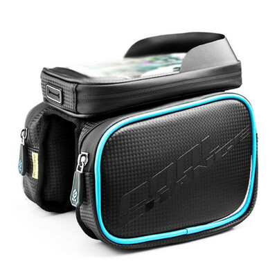 

Cycling Bicycle Waterproof Frame Front Tube Bag Touch Screen Phone Holder Black