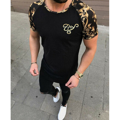 

Mens O-Neck Short Sleeve T-shirt Casual Cotton Tee Slim Fit Printing Tops