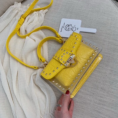 

Advanced sense bag foreign jelly handbag Korean version of transparent small square bag 2019 new womens bag shoulder Messenger ba