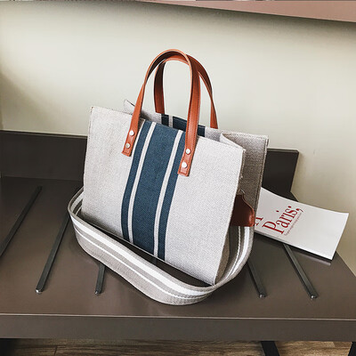 

Bag female 2019 new wave Korean fashion casual canvas wild portable wide shoulder strap shoulder slung tote bag