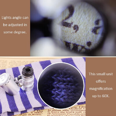 

LED Pocket Handheld 1PC New Magnifying Coins Microscope 60x Eye Jewelry Loop Loupe Magnifie