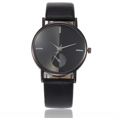 

Creative PU with gun black shell ladies quartz watch leisure