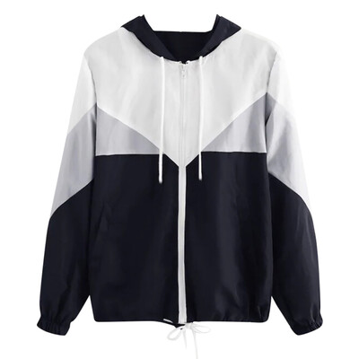 

Toponeto Women Autumn Long Sleeve Thin Skin suits Hooded Zip Stitching Coat