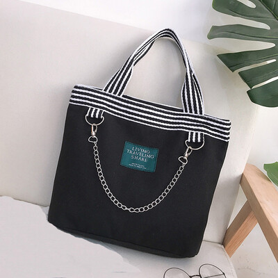 

Tailored Wild Fashion Striped Bag Chain Ddecorative Canvas Bag Shoulder Diagonal Handbag