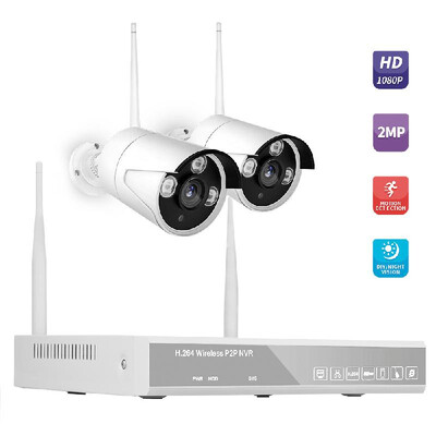 

XF-1604M 4CH NVR 2 Cameras Wireless NVR Kit Security Surveillance System 2MP 1080P HD WIFI Home Security Camera Monitor Night Vi