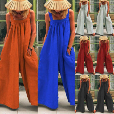 

US STOCK Women Dungarees Harem Strap Pant Loose Jumpsuit Baggy Trousers Overalls