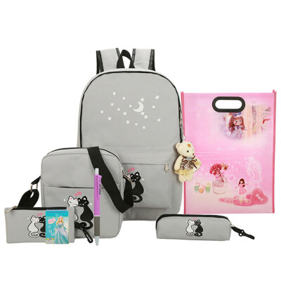 

Tailored 8Pcs Cute Animal Star Printing Backpack Women Canvas Backpack School Bags For Te