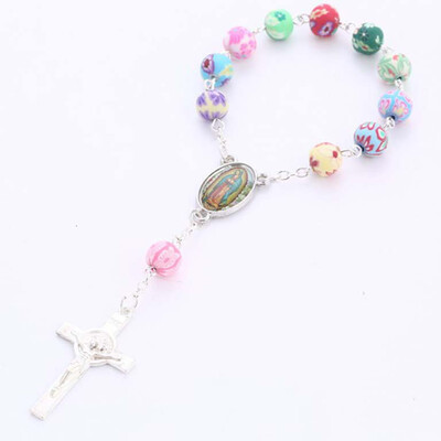 

6MM Rosary Religious Polymer Clay Beads Catholic Rosary Beaded Bracelet Best Gift Drop Shipping