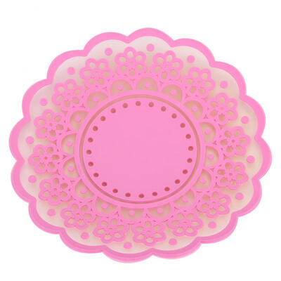 

Greensen Silicone Coasters Tea Cup Mat Lace Silicone Trivet for Drinks Tea Pink