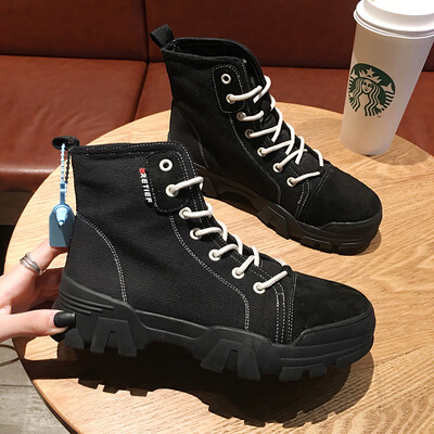 

Leisure take Martin Boot Girl British style New Autumn Fashion thick bottom handsome Locomotive short Boot Tide