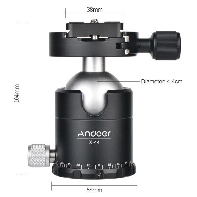 

Andoer X-44S Aluminium Alloy Ballhead Ball Head Tripod Head Monopod Head Panoramic Ballheads with Quick Release Plate 14 Inch Scr