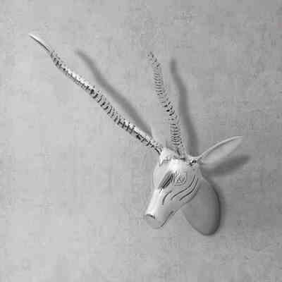 

Wall Mounted Aluminum Gazelles Head Decoration Silver 13"