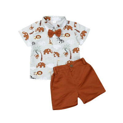 

2PCS Toddler Kids Baby Boy Gentleman Shirt TopsPants Shorts Clothes Outfits Set