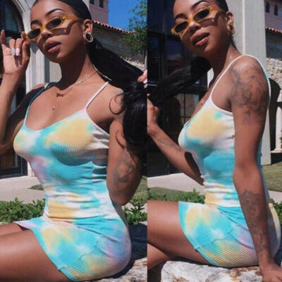 

Summer Women Bandage Sleeveless Bodycon Dress Floral Evening Party Gown Dress