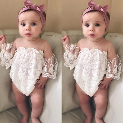 

Infant Baby Girls Lace Off Shoulder Romper Bodysuit Jumpsuit Outfits Sunsuit USA