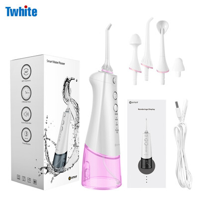 

TWhite Dental Electric Rechargeable Oral Irrigator Water Flosser mouth cleaner Water pick Floss jet Teeth nose tongue Cleaning