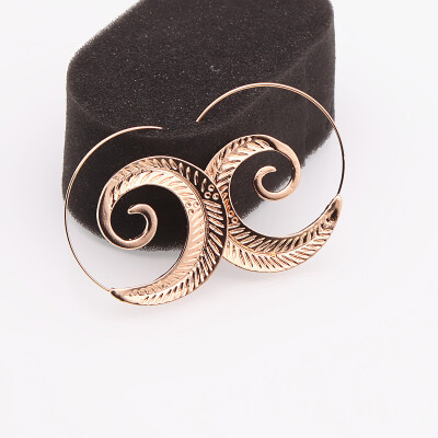 

E0450 Ethnic Jewelry Gold Color Swirl Hoop Earrings For Women Geometric Big Circle Earrings Steampunk Style Party Jewelry Gift