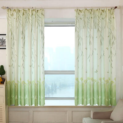 

Butterfly Printed Cotton&Linen Living Room Bedroom Curtain Green