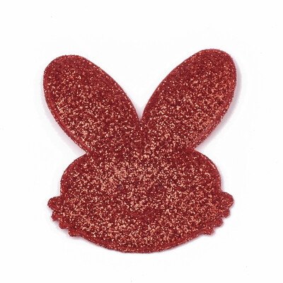 

Glitter PU Patches with Non Woven Fabric Back&Sponge Inside Rabbit Red 51x46x25mm