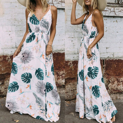 

Women Boho Long Maxi Dress Ladies Cocktail Party Evening Summer Beach Sundress