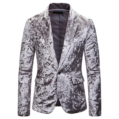 

Toponeto Fashion Personality Mens Casual Senior lapel Diamond velvet a Suit Top Blouse