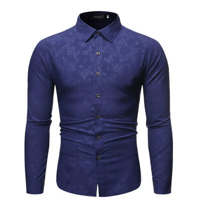 

Fashionable Male Slim Long Sleeve Shirt Casual Business Tops Shirt with Butterfly Print for Men