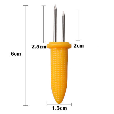 

Home Cooking Small Skewers Corn Shaped Skewers for BBQ Twin Prong Sweet Corn Fruit Holder Stainless Steel