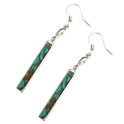 

Vintage Silver Plated Turquoise Wedding Engagement Jewelry Drop Dangle Earrings