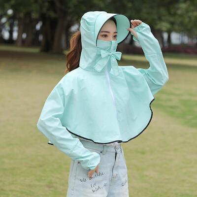 

Sunscreen woman short coat new shawl long sleeve UV protection electric car sunscreen suit thin student Korean version