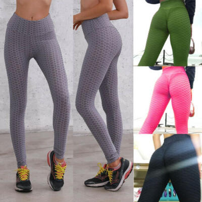 

High Waist Fitness Leggings Womens Gym Workout Push Up Trousers Solid Yoga Pants