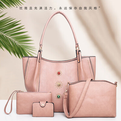 

Winter new mobile handbags European&American fashion rivets unit price diagonal four-piece cover mother package