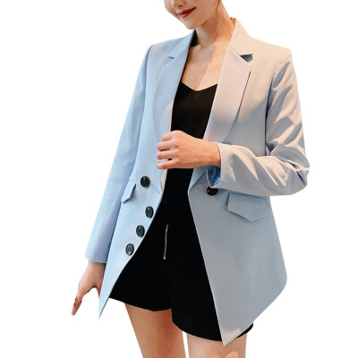 

Toponeto Fashion Women Business Top Button Lapel Long Sleeve Suit Blouse Loose Coat