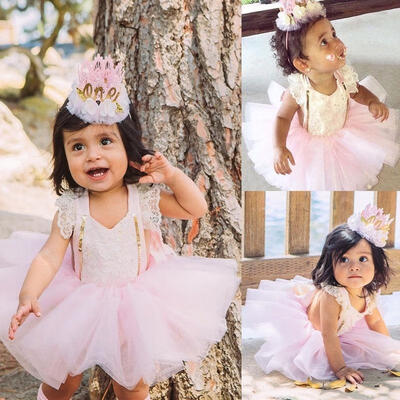 

Newborn Baby Girls Lace Floral RomperTutu Skirts Dress 2pcs Outfits Set Clothes